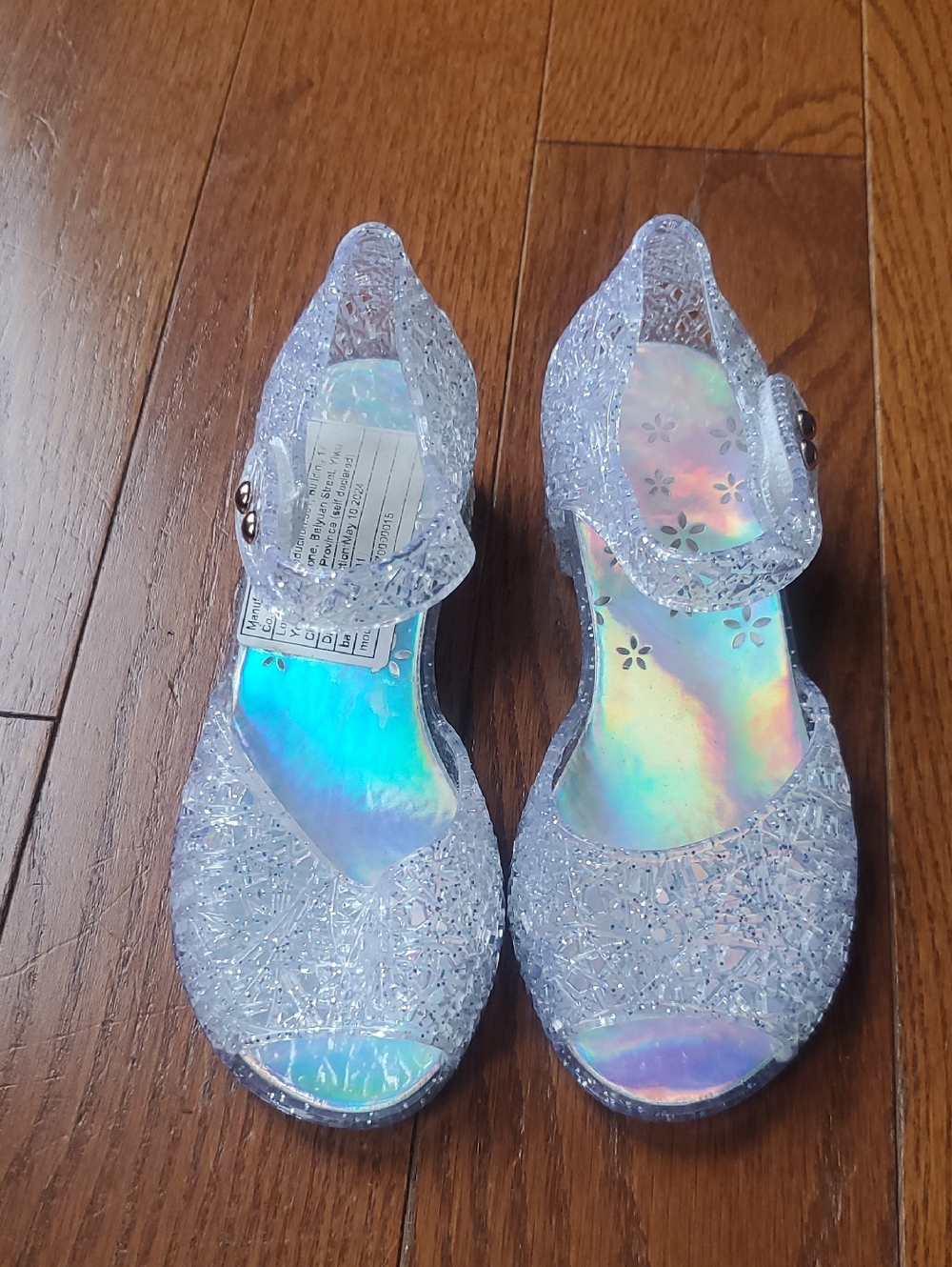 Kids Iridescent Glitter Jelly Mary Jane Shoes - Clear/Silver